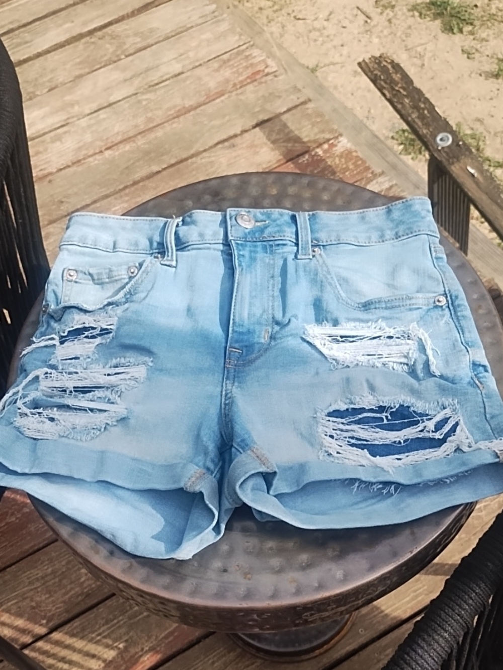 Aeropostale Light Blue Distressed Denim Shorts